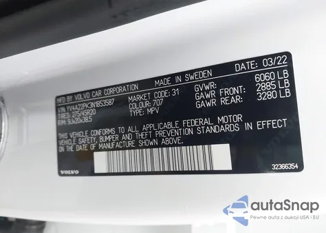 2022 Volvo Xc90 T6 Momentum 7 Passenger из США, поврежденный, VIN YV4A22PK3N1853587